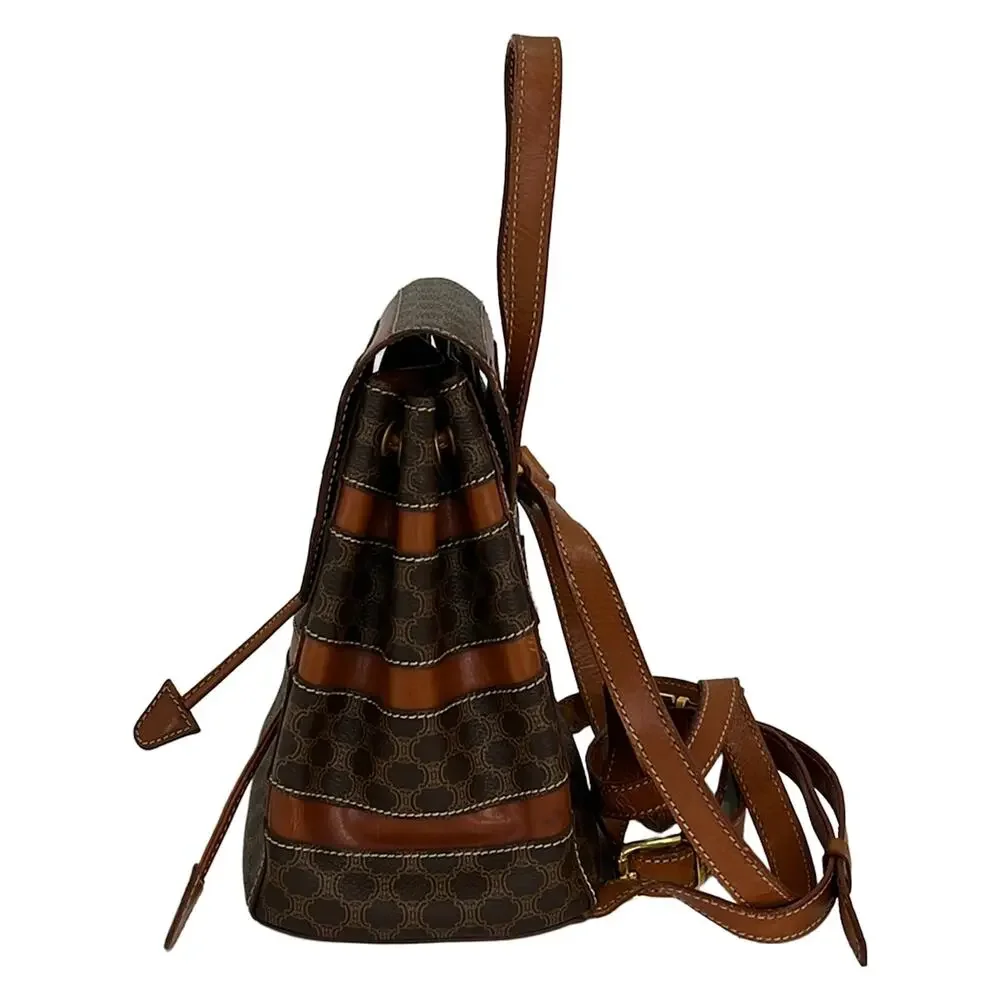 Celine Macadam Backpack Dark Brown PVC Leather